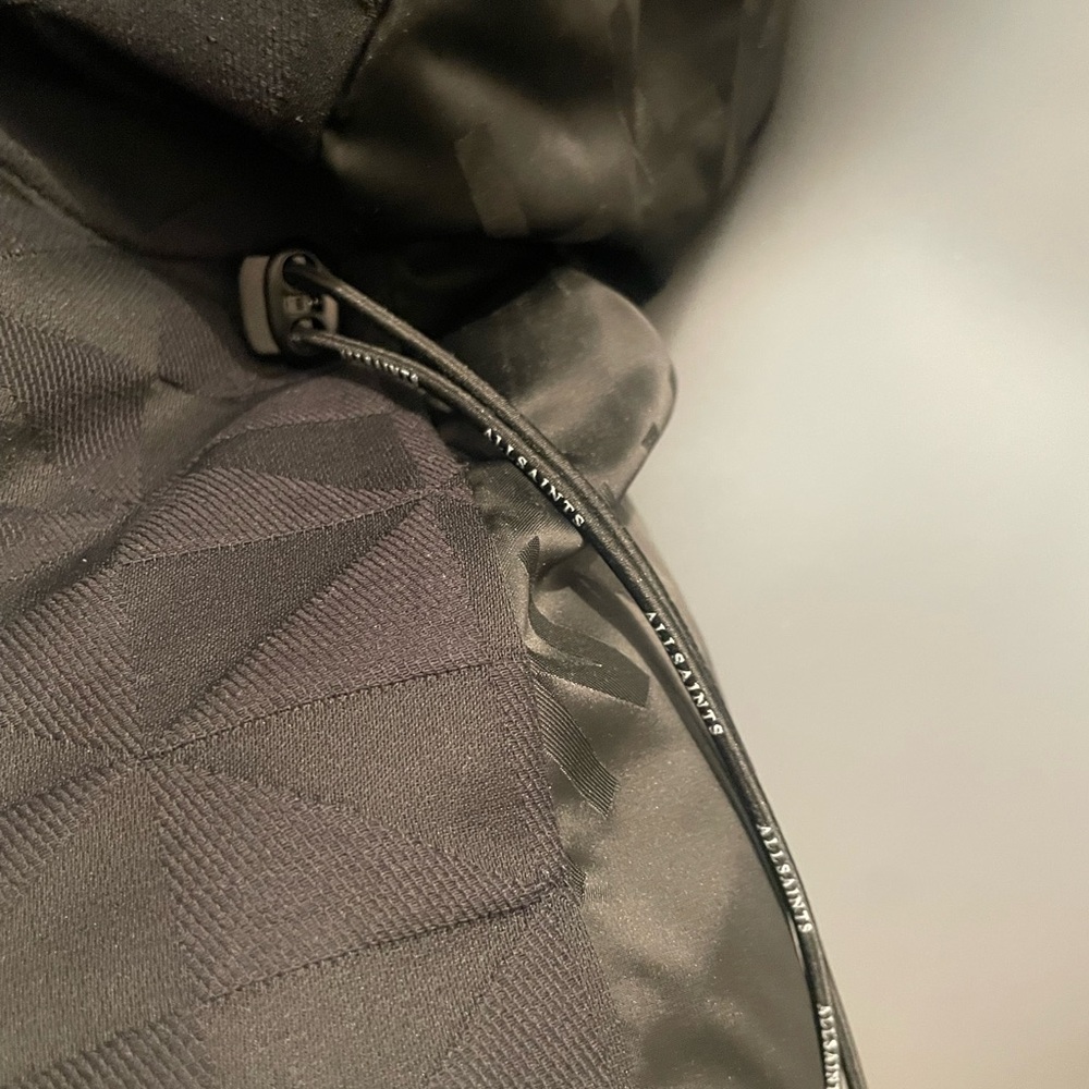 All Saints Black Puffer Jacket with Quilted Design and High Collar - Picture 3 of 9